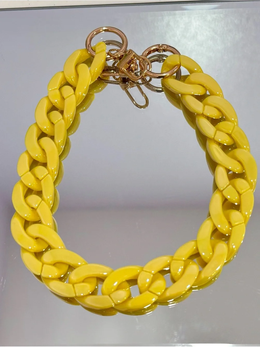 New Slim Acrylic Yellow Bah Chain with Gold Hardware 18 inches